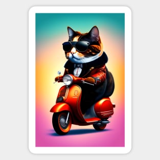 Biker Cat - Modern Digital Art Sticker